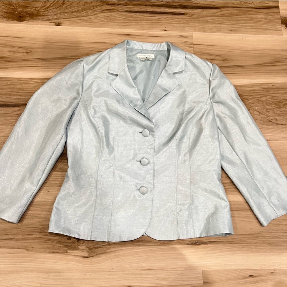 London Times Blue Silky Blazer With Shoulder Pads Women’s 6